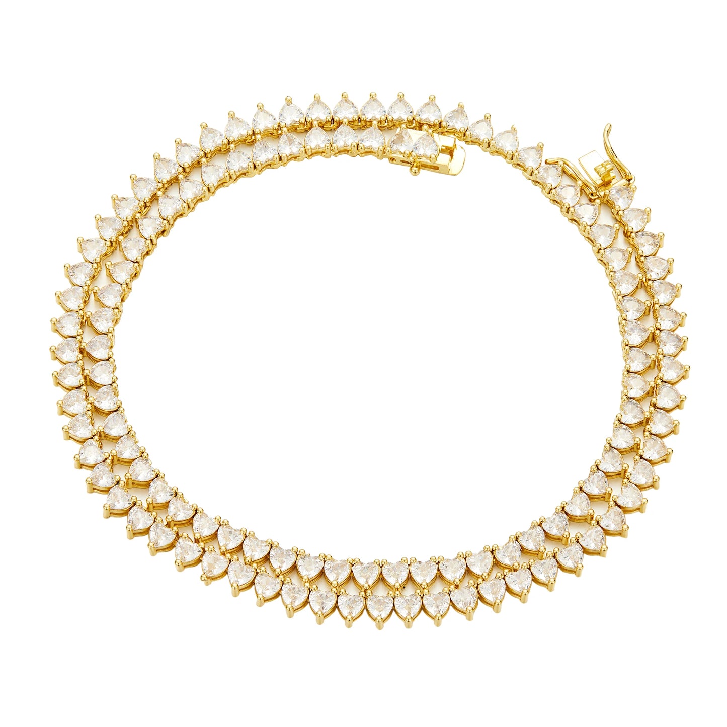 Tennis Necklace And Bracelet With 4mm Heart CZ Stones