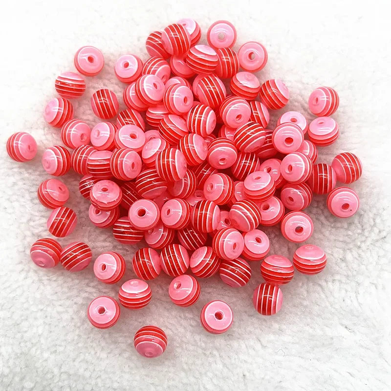 Transparent Round Resin Beads Stripe Spacer Beads For Jewelry Making