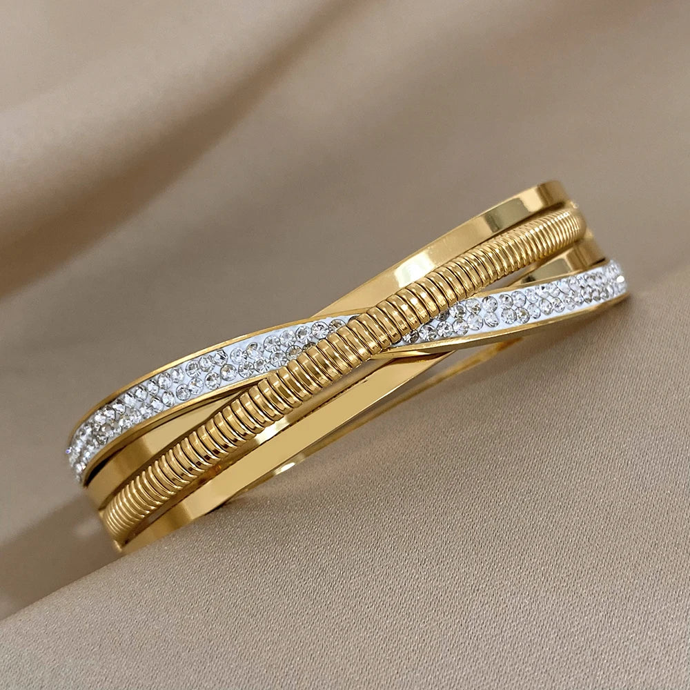 Cross Bracelet Rhinestone Cuff Bangle