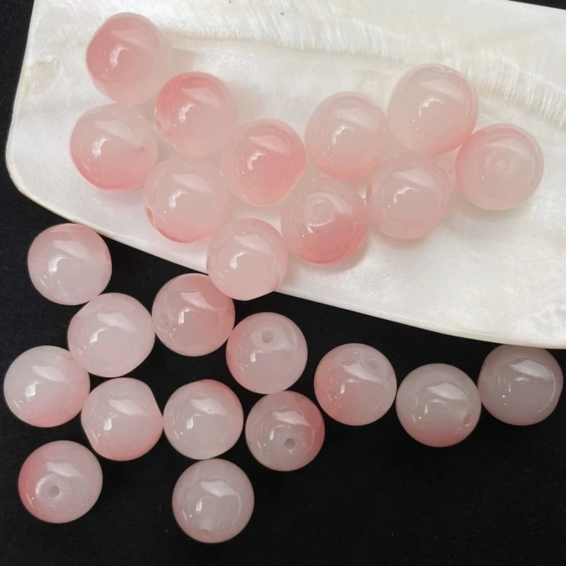 50pcs 8/10mm Dual Color Glass Round Loose Spacer Beads for Handmade Jewelry and Accessories