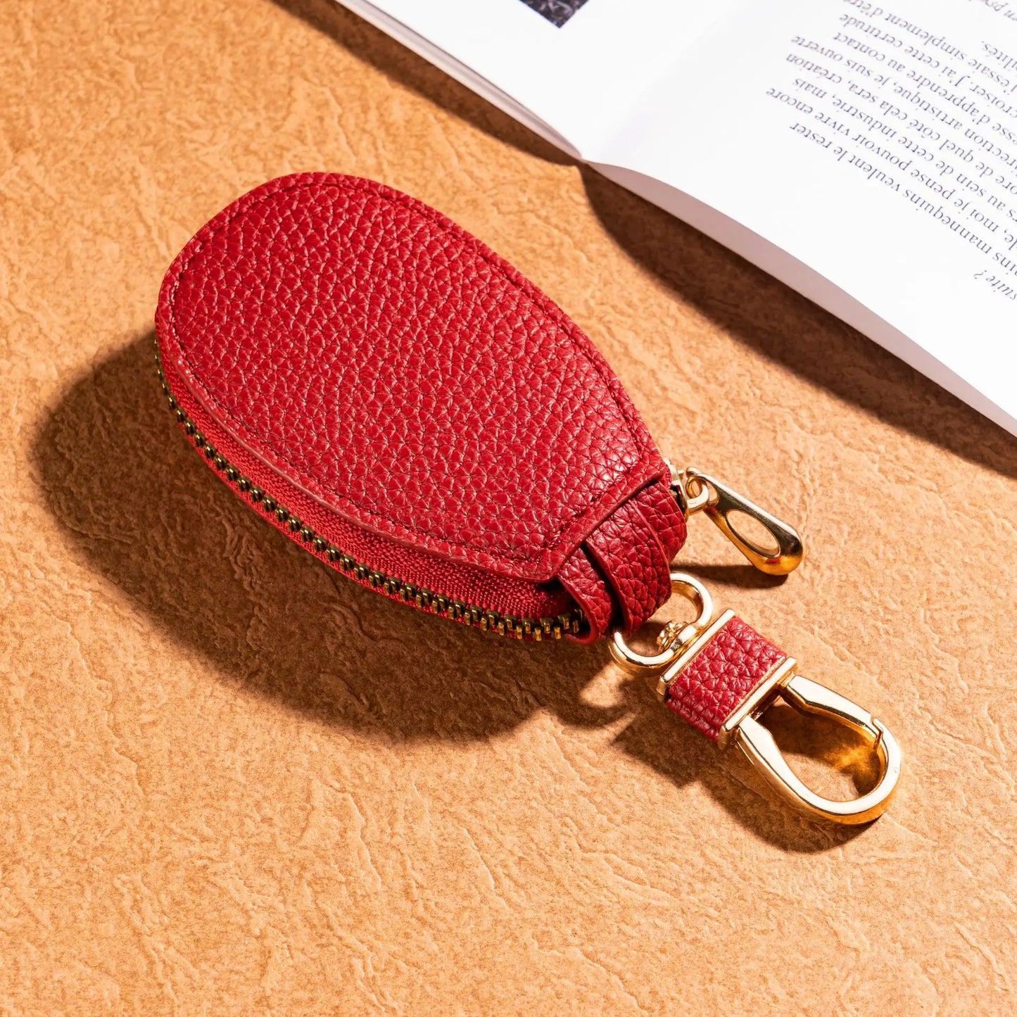 NONECN Faux Suede Key Wallet Unisex Large Capacity Double Zipper