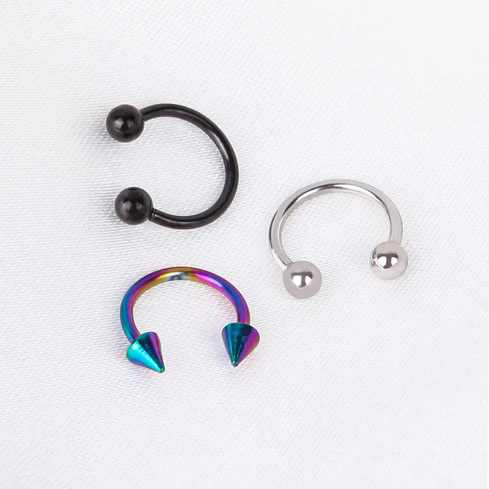Stainless Steel Nose Hoop and Septum Ring Set 2pcs