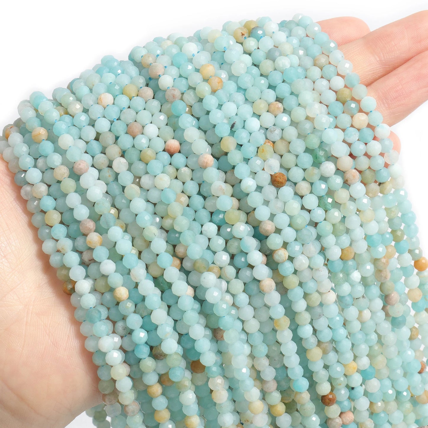 Faceted Natural Stone Beads Amazonite Aquamarine Opal Labradorite for Jewelry
