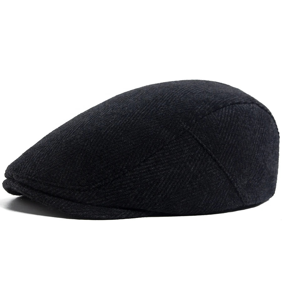 Beret Herringbone Newsboy Cap Adjustable