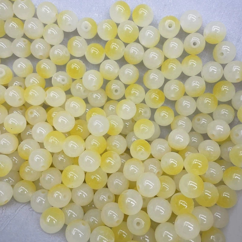 50pcs 8/10mm Dual Color Glass Round Loose Spacer Beads for Handmade Jewelry and Accessories