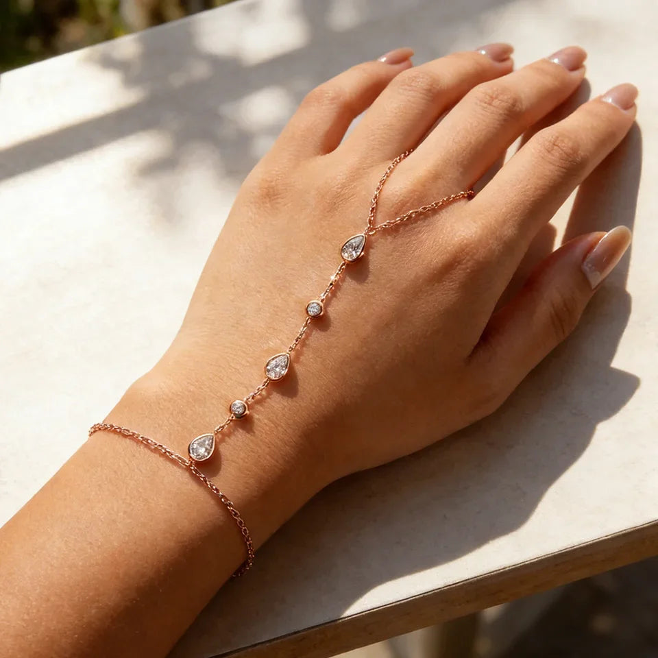 Bracelet Moissanite Finger Chain Bracelets  14-20cm Adjustable s925 Silver