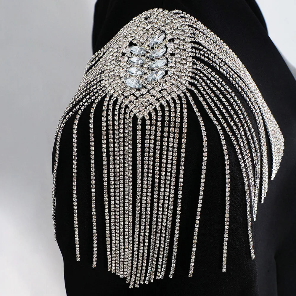 Brooch For Women Tassel Chain Rhinestone Epaulet
