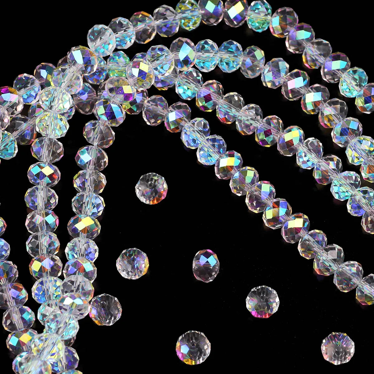 Austrian Crystal Glass Beads Iridescent Transparent Loose Beads For Jewelry