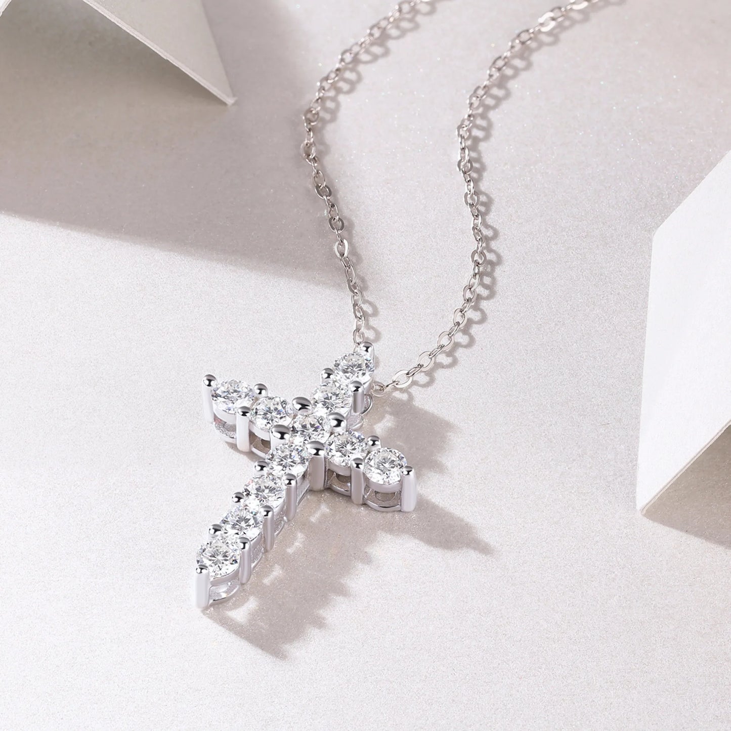 Necklace 925 Silver Cross Moissanite Pendant