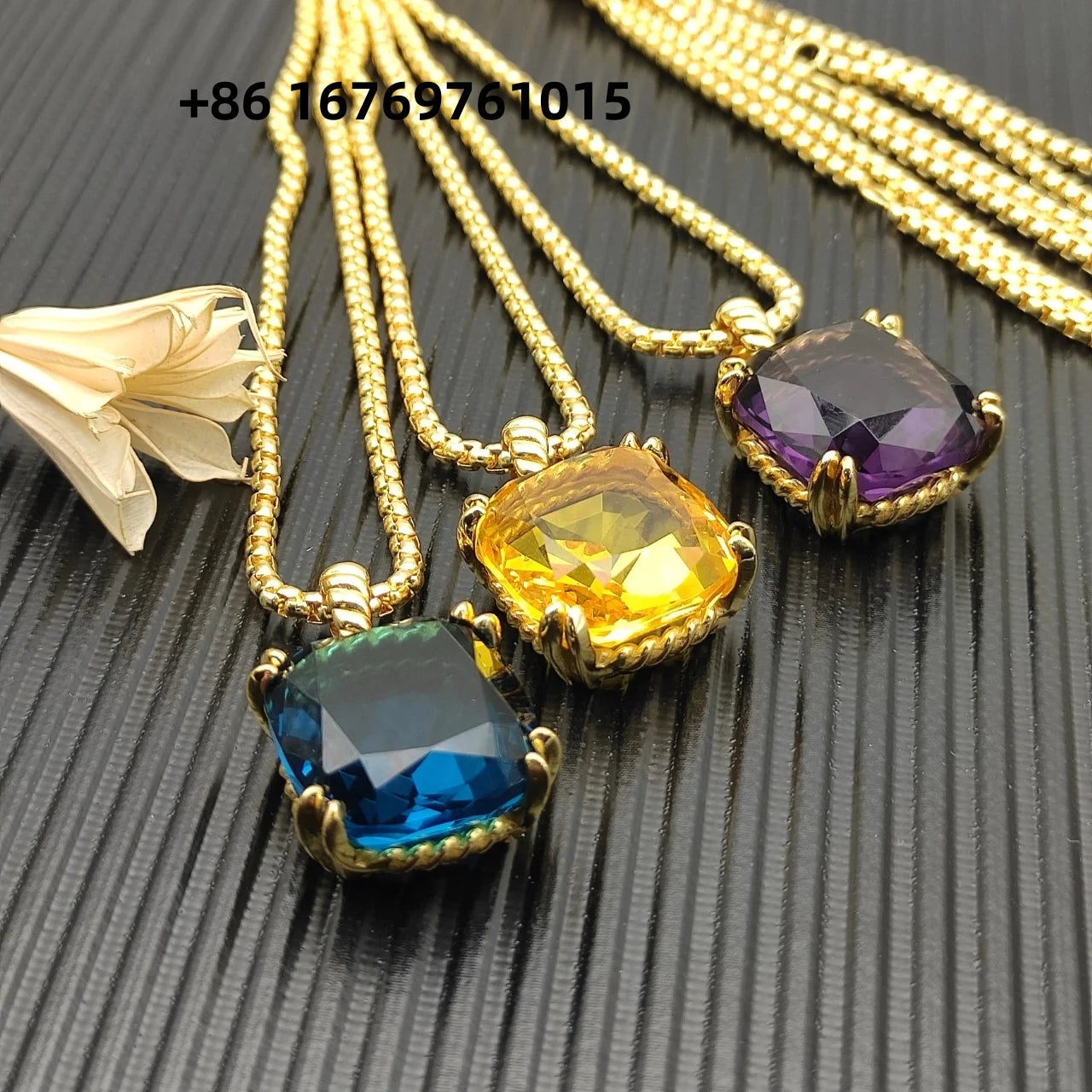 Necklace Gold Crystal Marbella