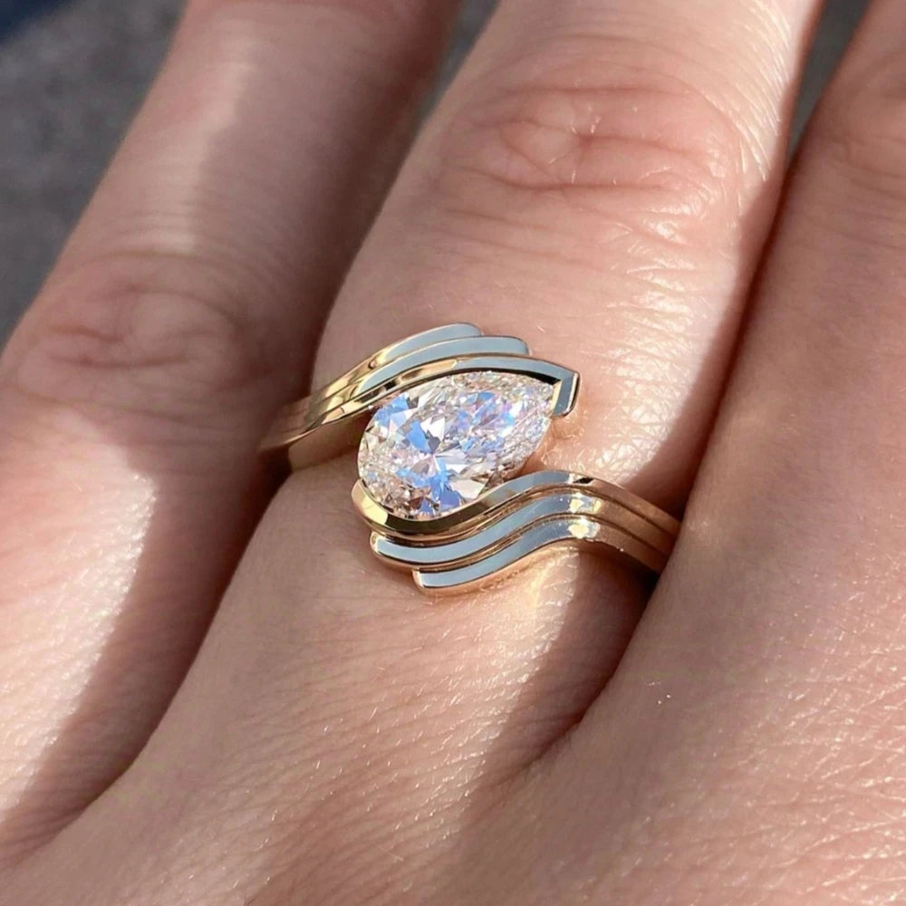 Sterling Silver Moissanite Ring Set S925