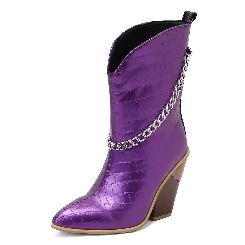 Womens Cowboy boots Snake Print