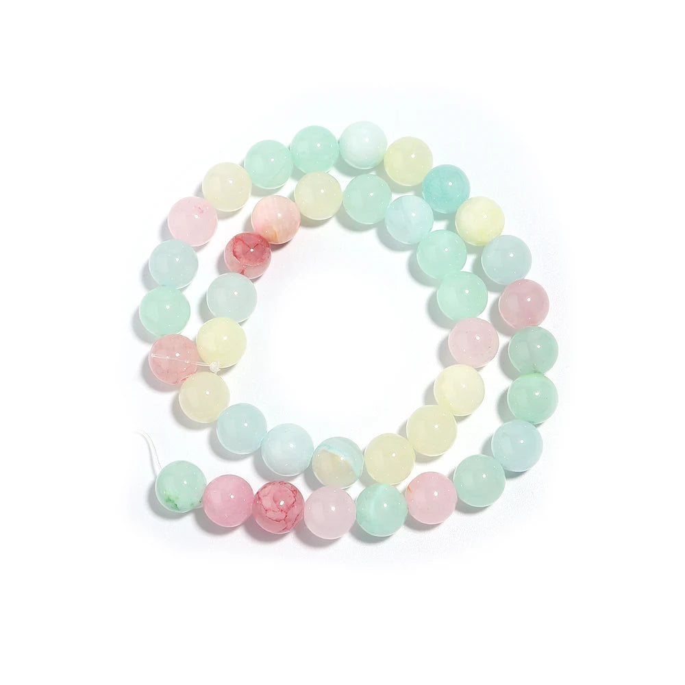 Natural Colorful Jade Stone Beads Round For Jewelry Making