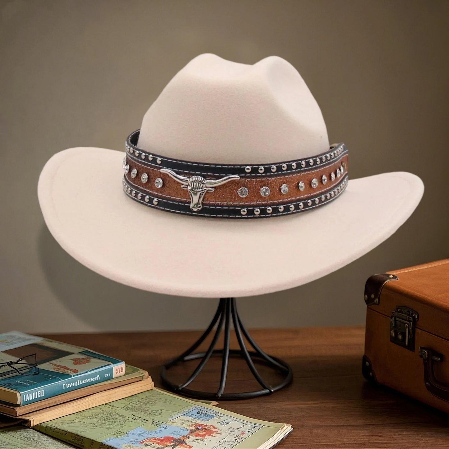 Hat Fashion Rhinestone Wide Brim Cowboy