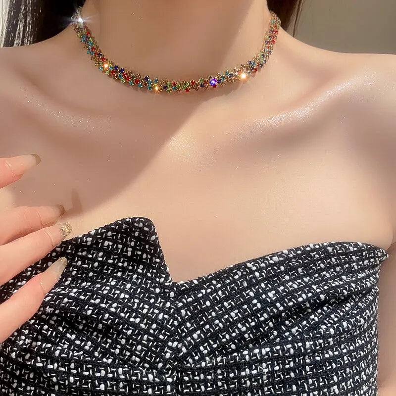Rhinestone Choker  Geometric Crystal Jewelry