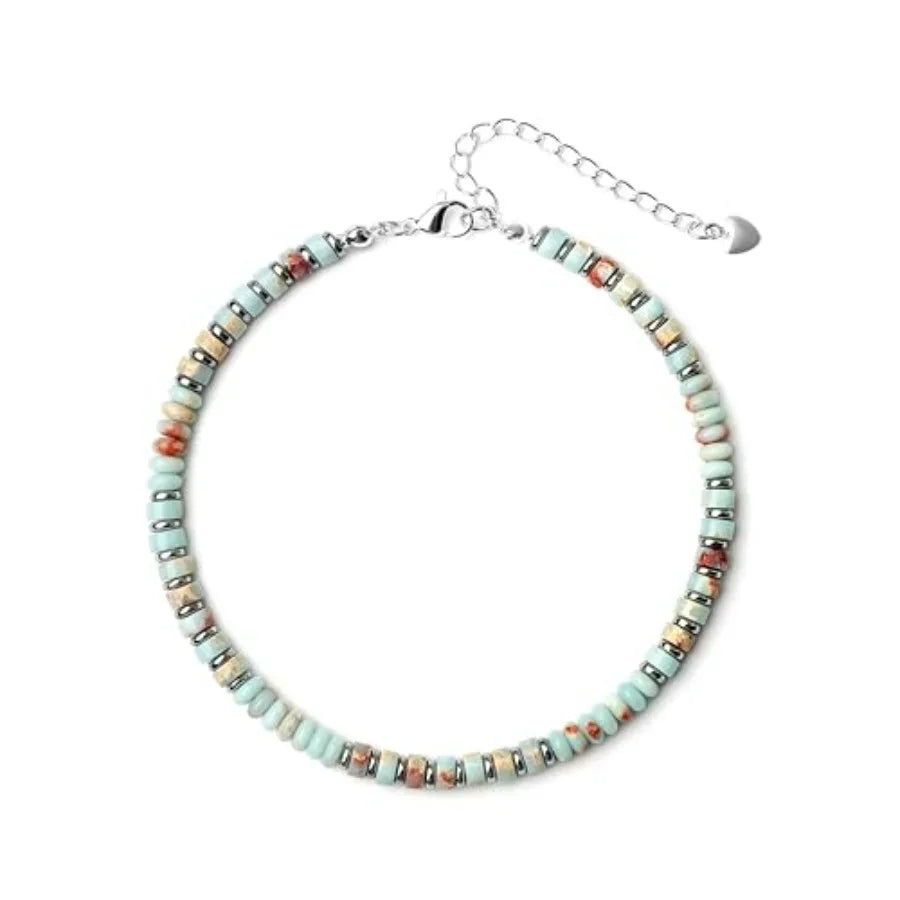 Natural Stone Beaded Anklets For Women Handmade Boho Turquoise Beads Jewelry