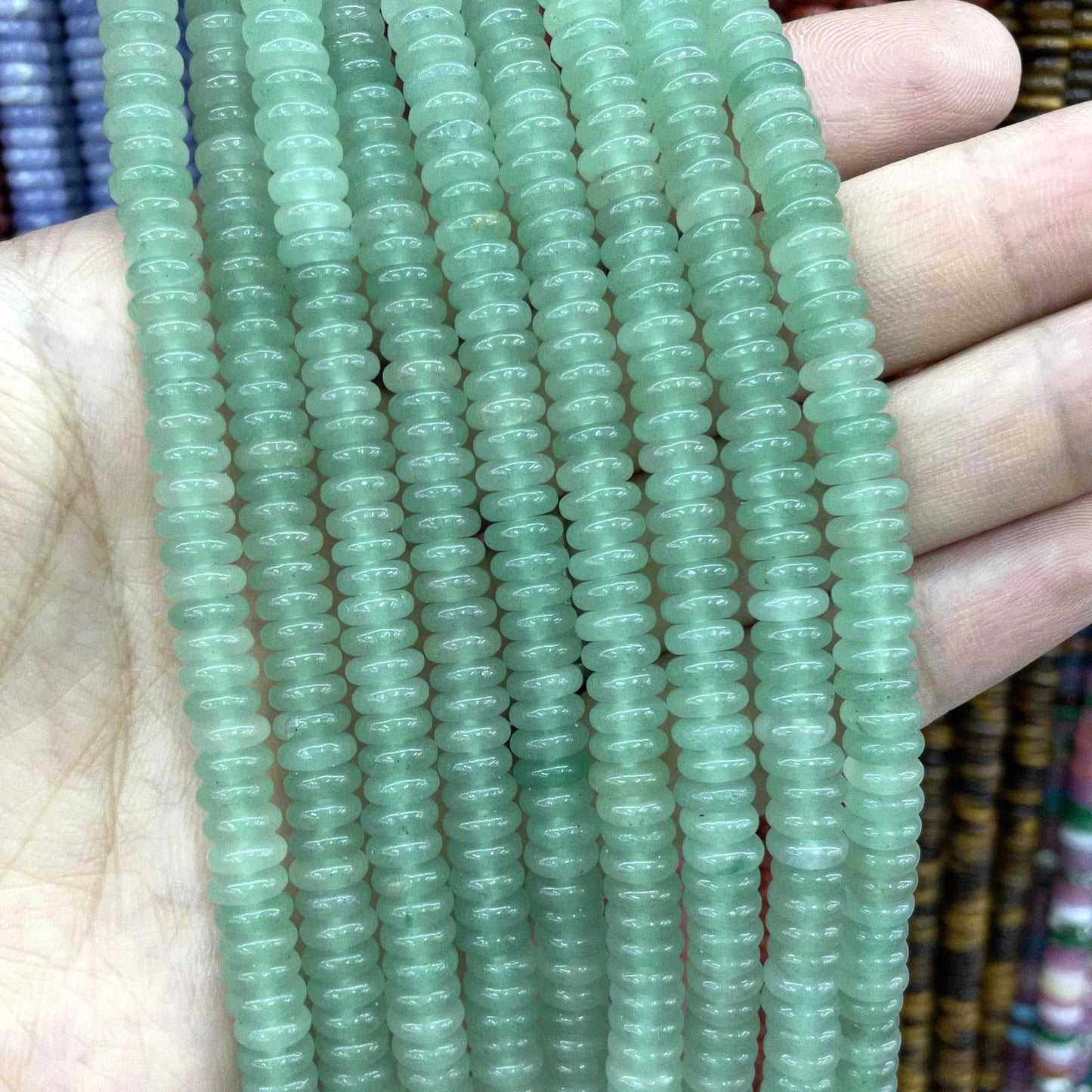 Natural Stone Bead Spacers Quartz Jasper Agate Flat Round