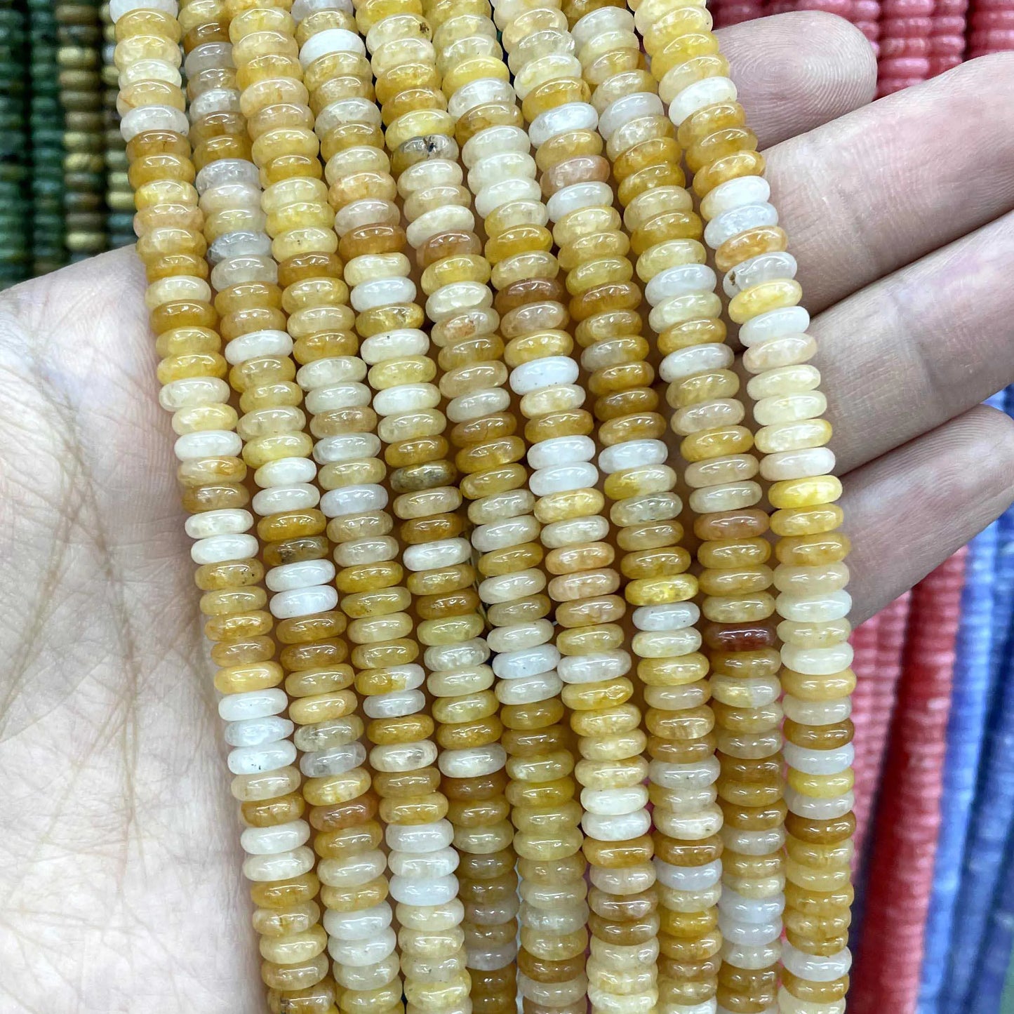 Natural Stone Bead Spacers Quartz Jasper Agate Flat Round