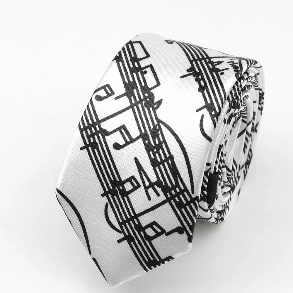 Necktie Musical Notes Printed With Piano Guitar Pattern