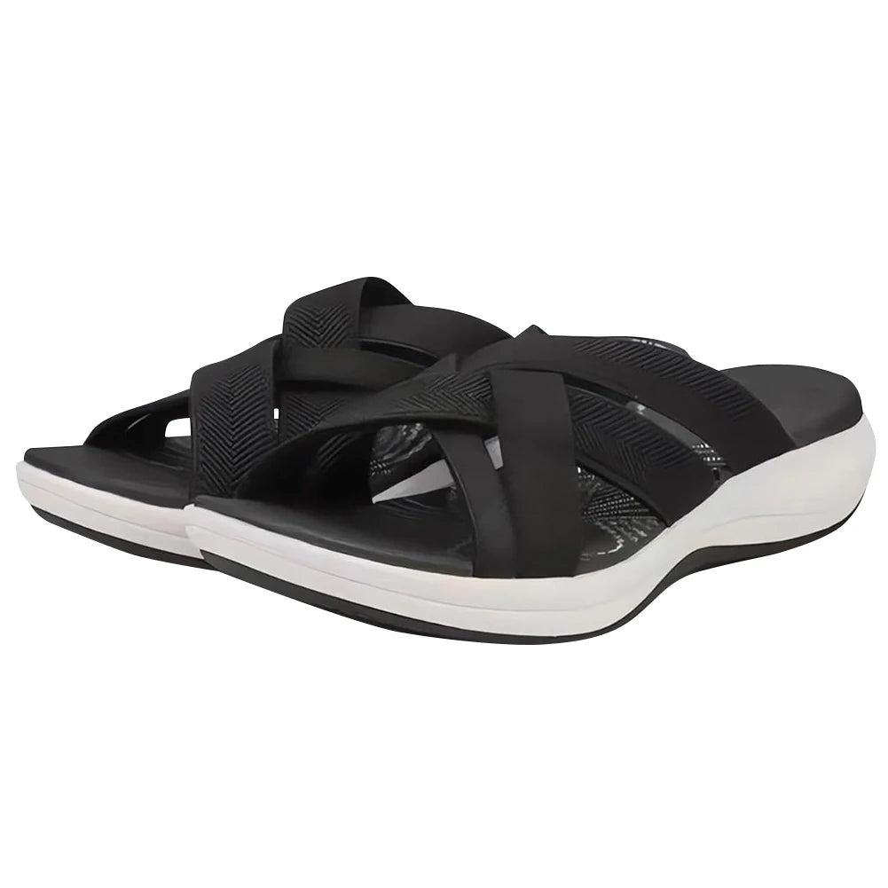 Women Slide Sandals Cross Strap Comfort