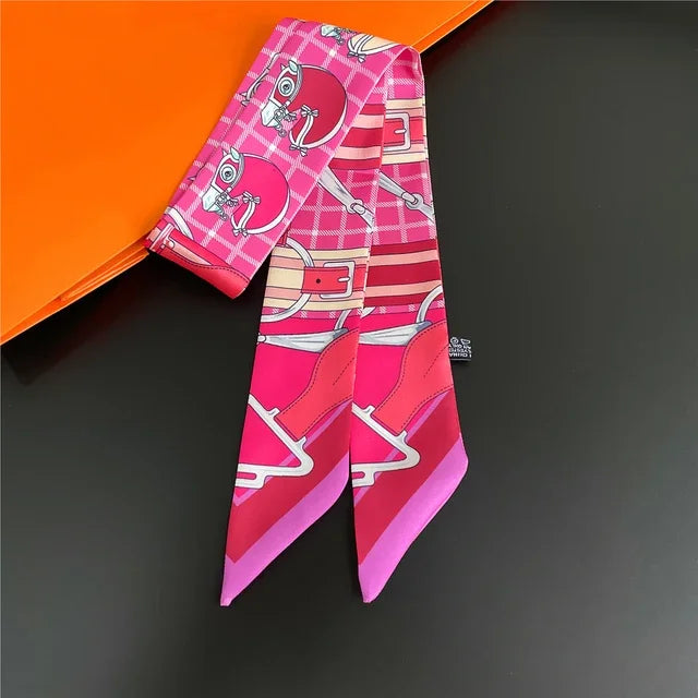 Scarf Skinny Plaid Silk Accessory
