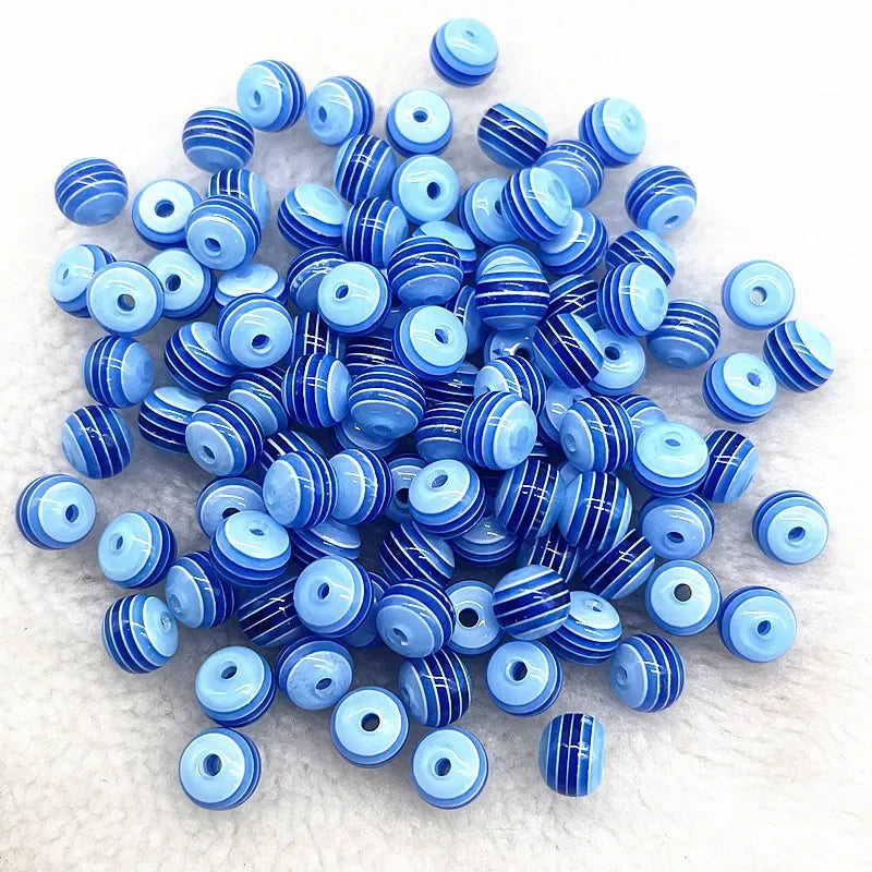 Transparent Round Resin Beads Stripe Spacer Beads For Jewelry Making