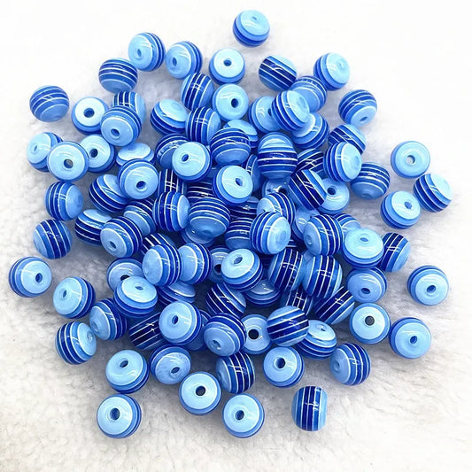 Transparent Round Resin Beads Stripe Spacer Beads For Jewelry Making