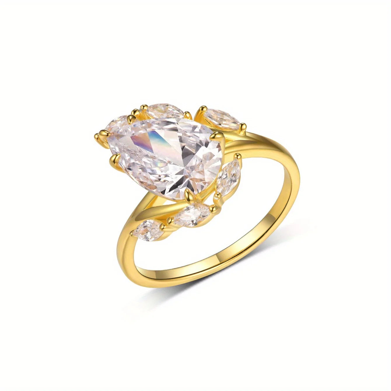 Ring 4ct Pear Moissanite 925 Sterling Silver
