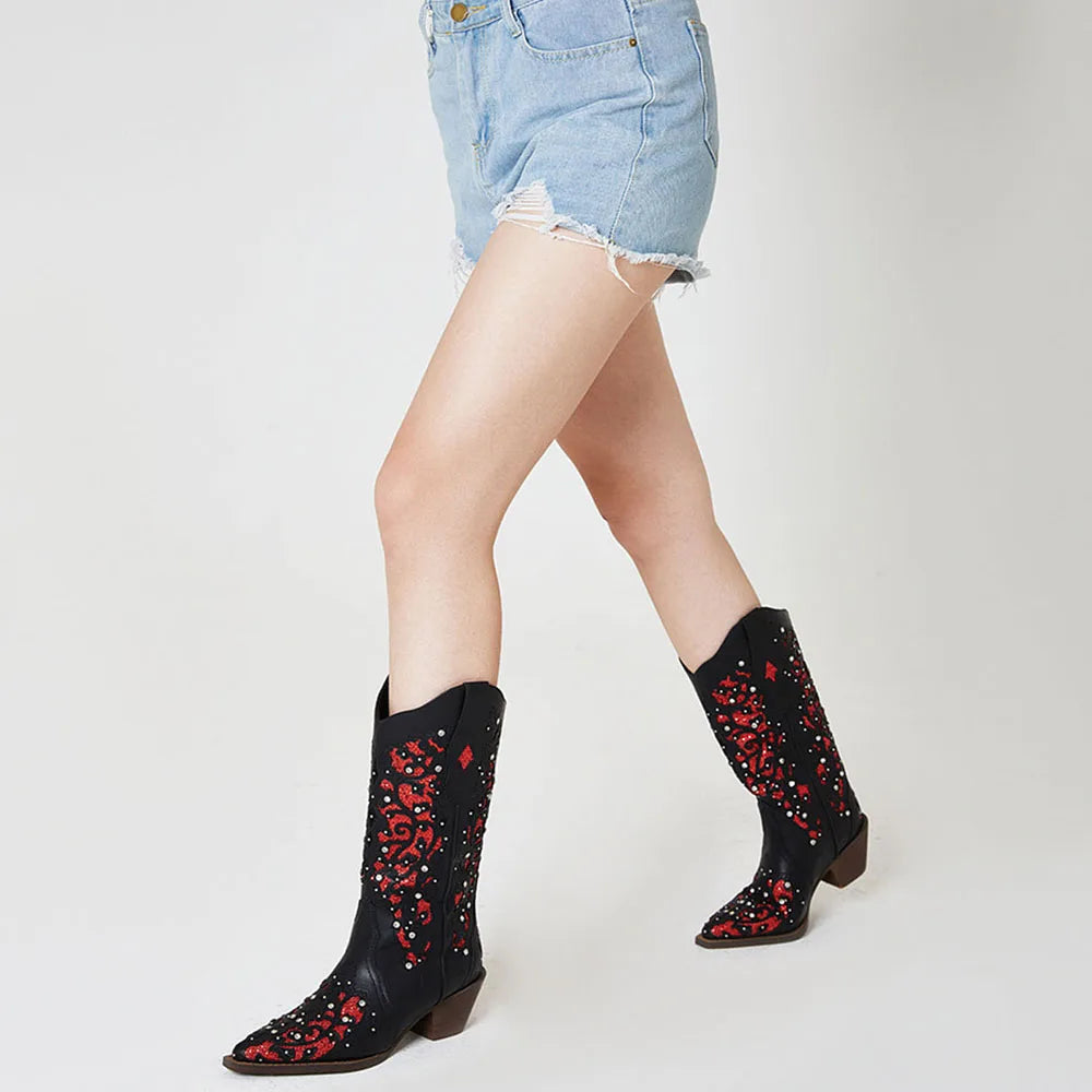 Boots For Woman Heel Pull-On Pointed Toe