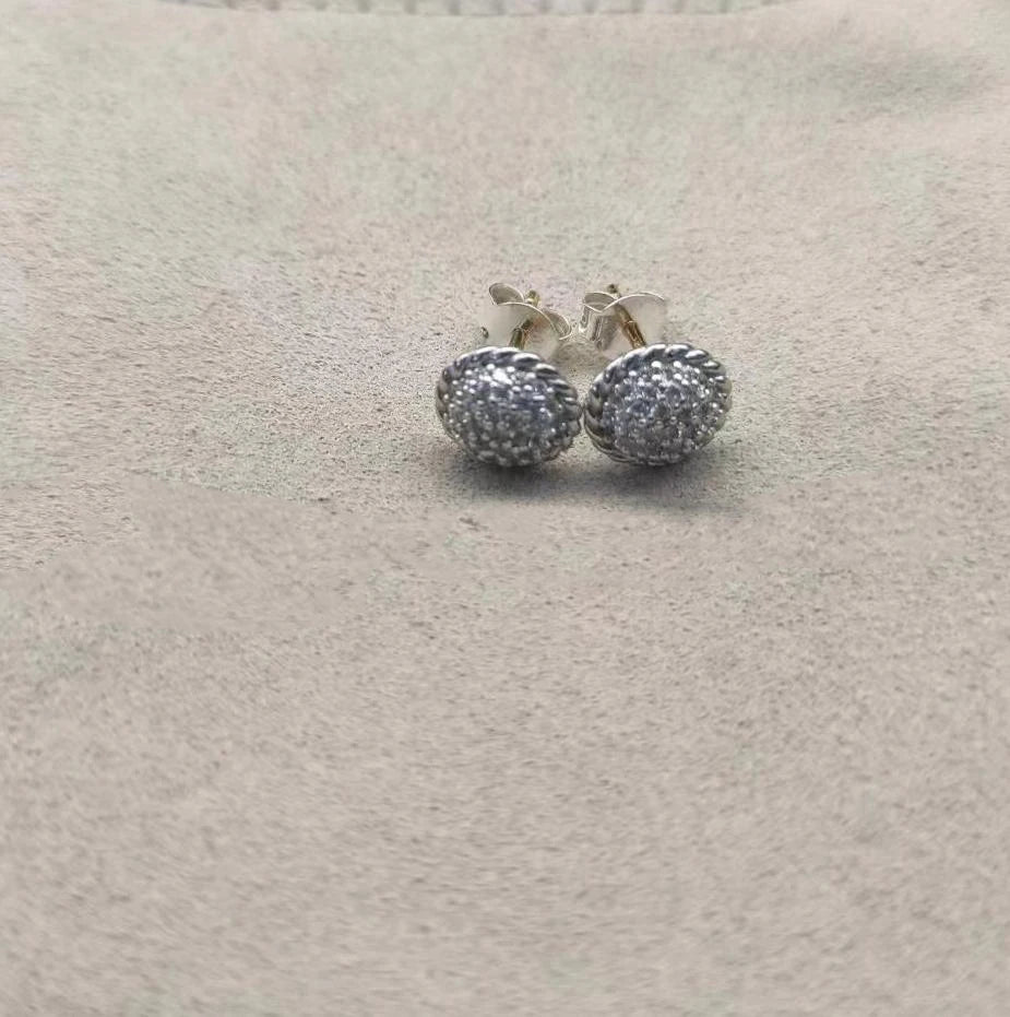 Sterling Silver Zircon Stud Earrings 925