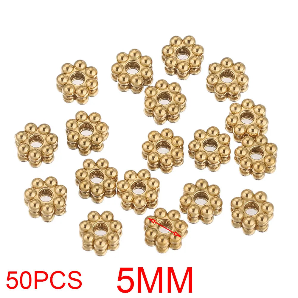 Alisaya Craft Gold Plated Stainless Steel Daisy Snowflake Spacer Beads
