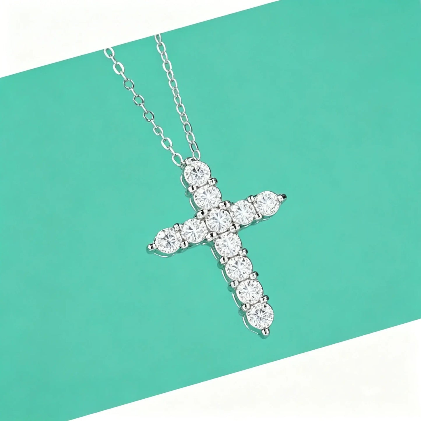 Necklace 925 Silver Cross Moissanite Pendant
