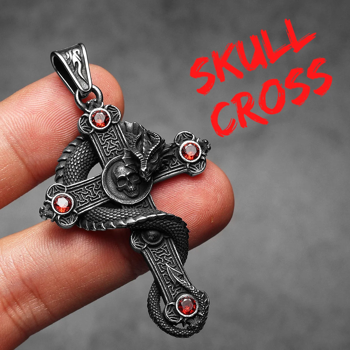Necklace Dragon Cross Gemstone Pendant