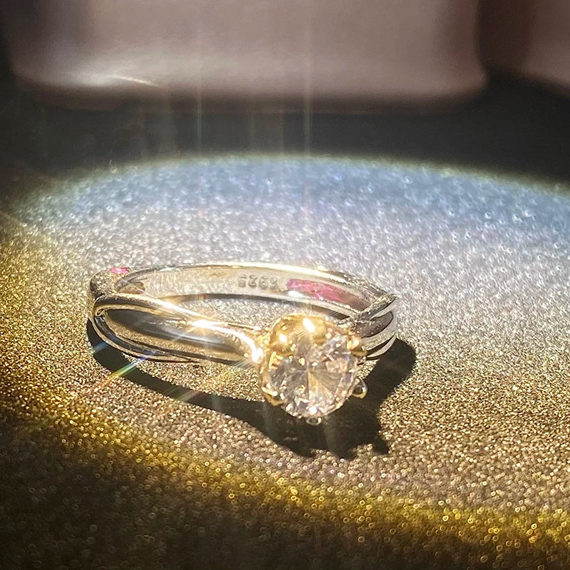 Ring Moissanite Pure 18K Gold Ring Natural Gemstones