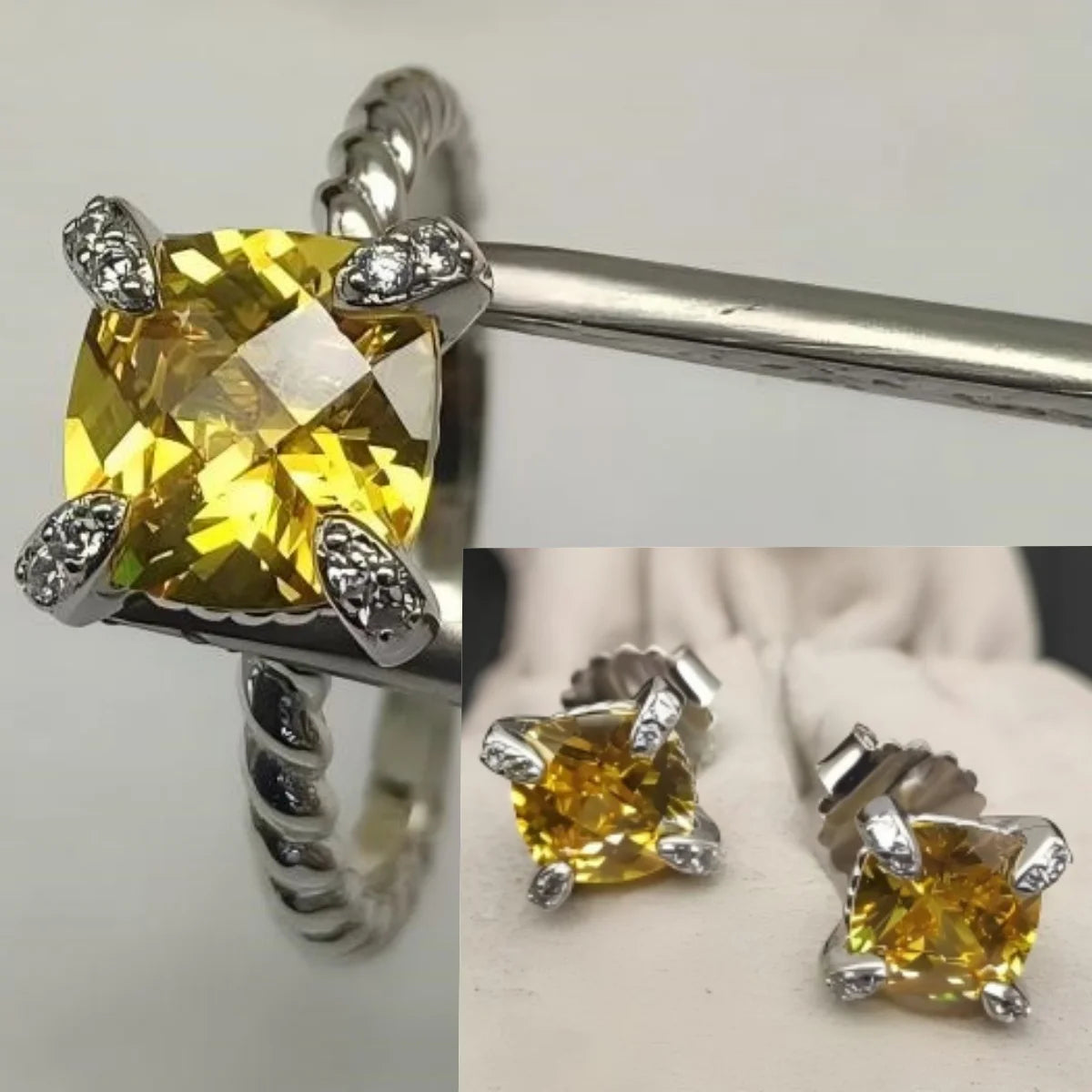 Earring, Ring, Necklace  8mm  Stone Set
