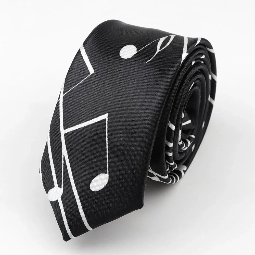 Necktie Musical Notes Printed With Piano Guitar Pattern