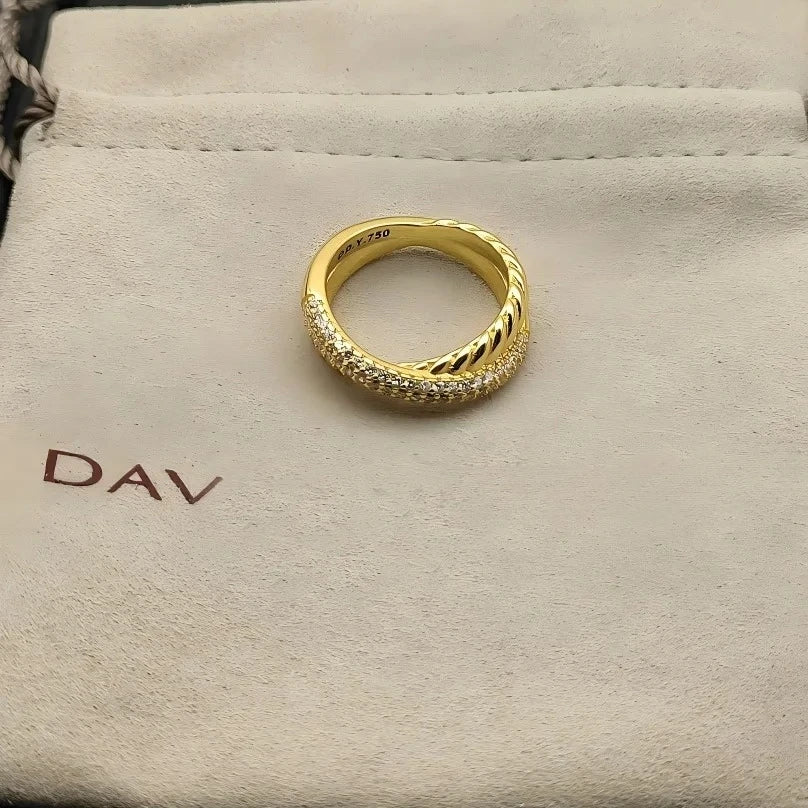 Ring Spiral Design Colored Crystal