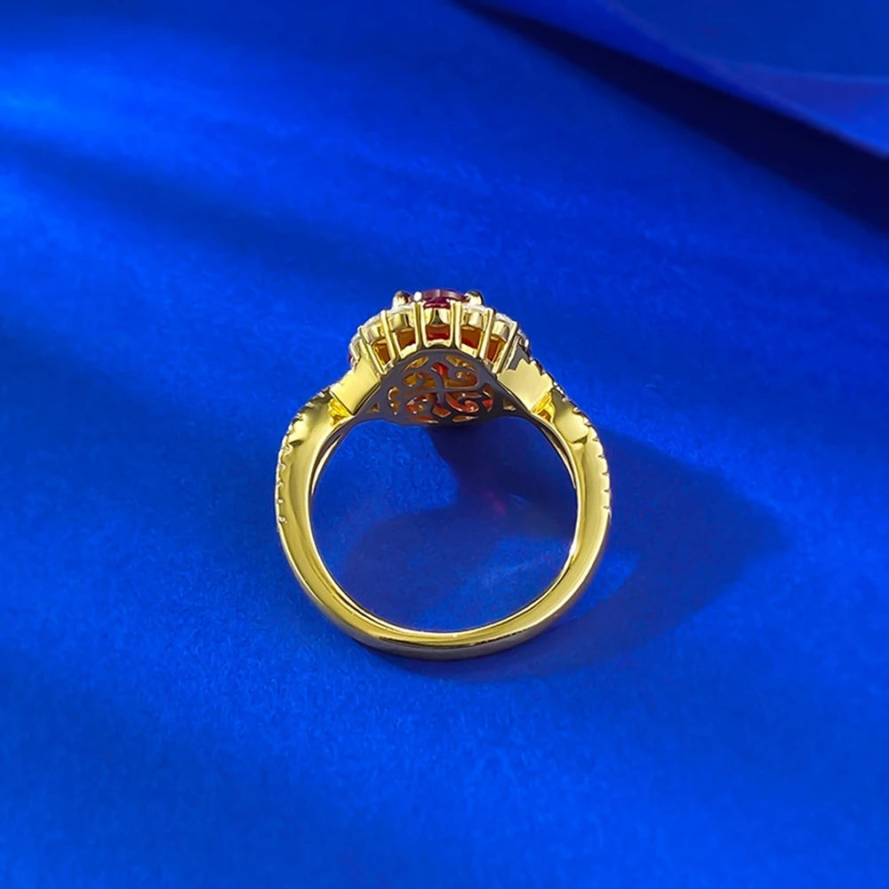 925 Sterling Silver Ruby Diamond Ring