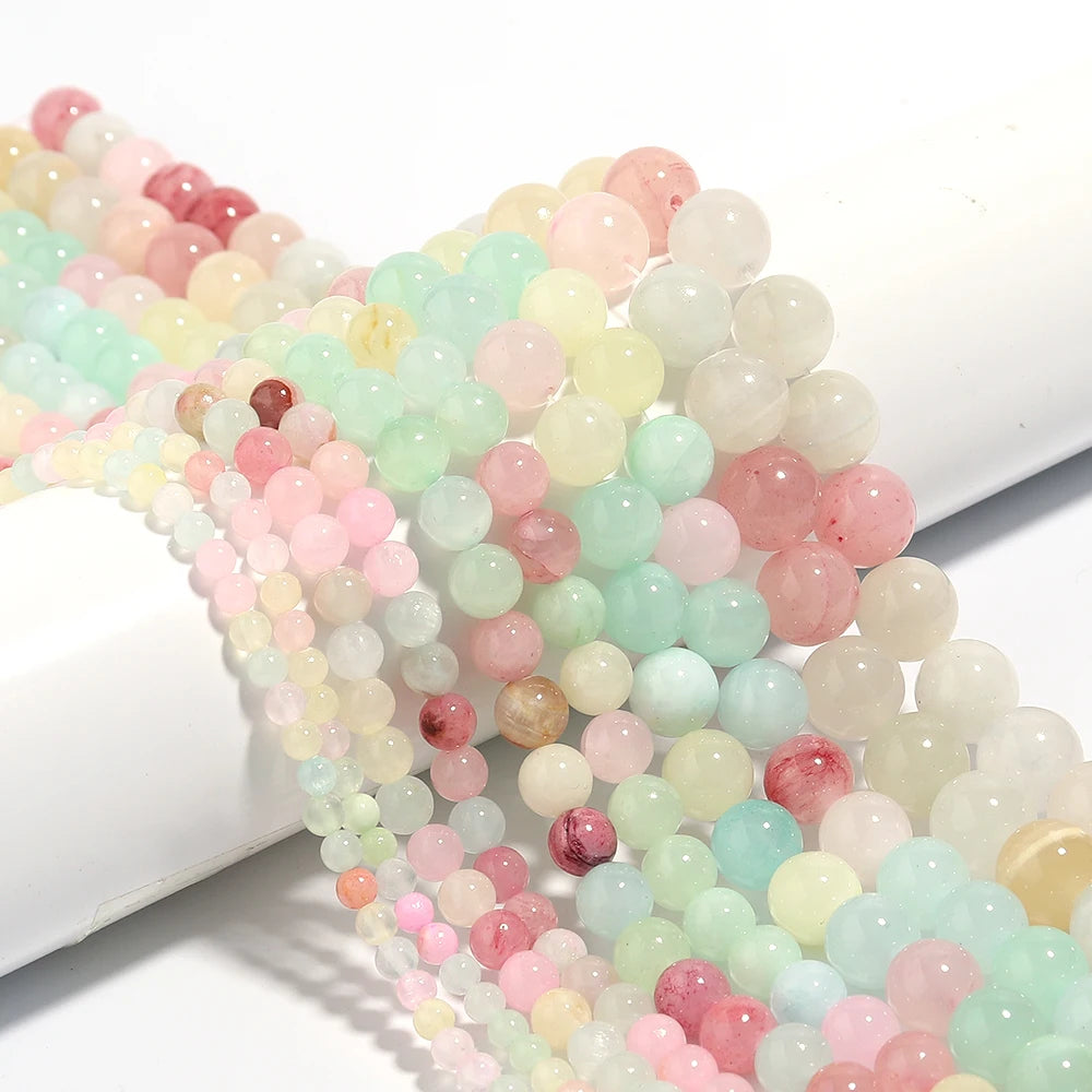 Natural Colorful Jade Stone Beads Round For Jewelry Making