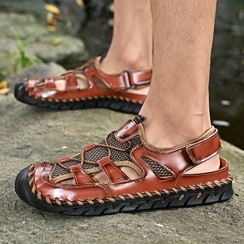 Sandals Mens Handmade Stitching Non Slip