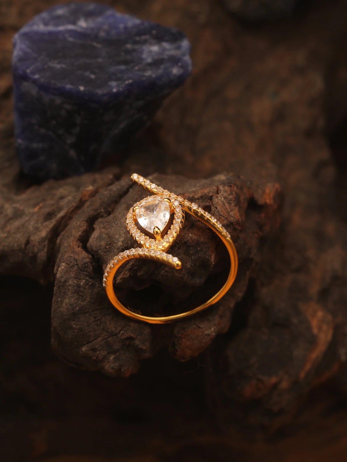 S925 Moissanite Water Drop Ring 0.8Ct Silver Gold Plated 18K