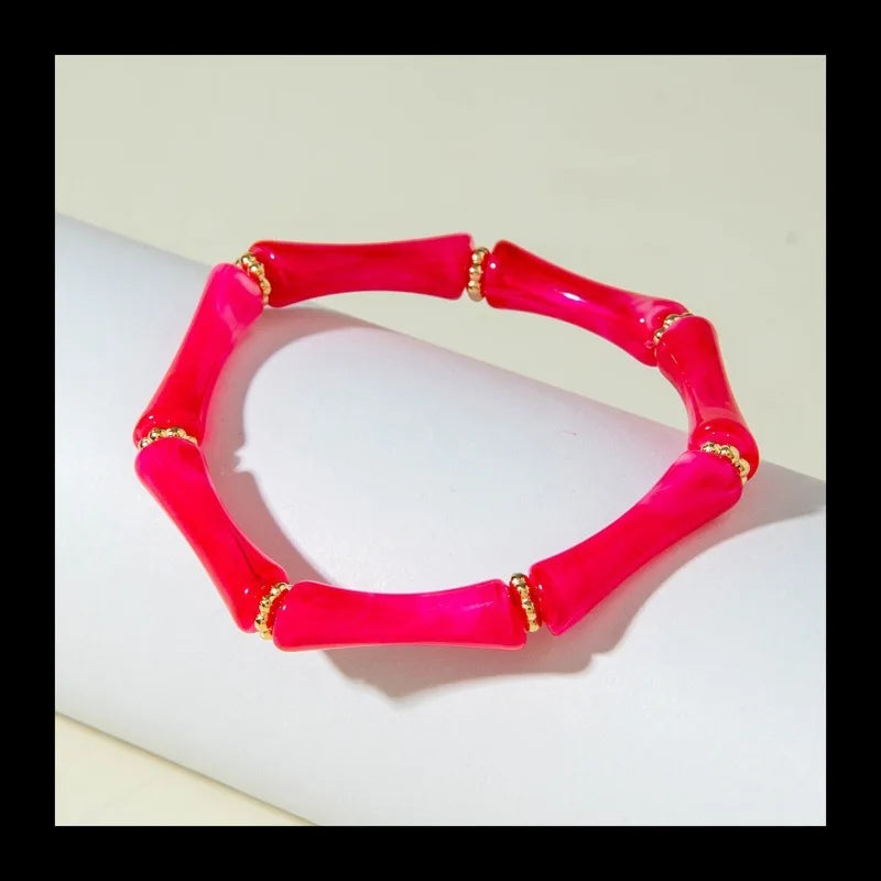 Bracelet Bamboo Tube Elastic Beaded