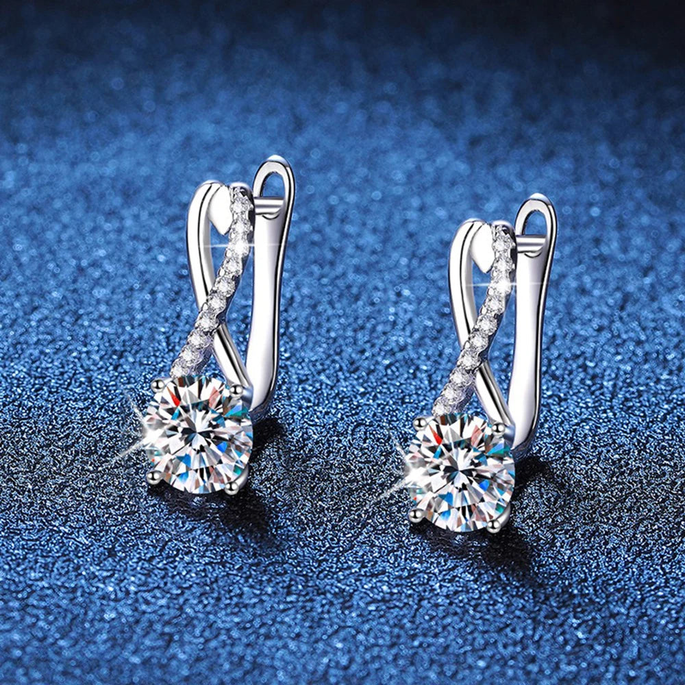 Earrings Sterling Silver Moissanite Claw