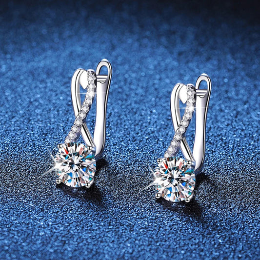 Earrings Sterling Silver Moissanite Claw