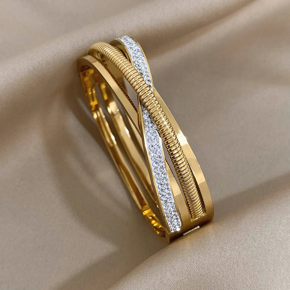 Cross Bracelet Rhinestone Cuff Bangle