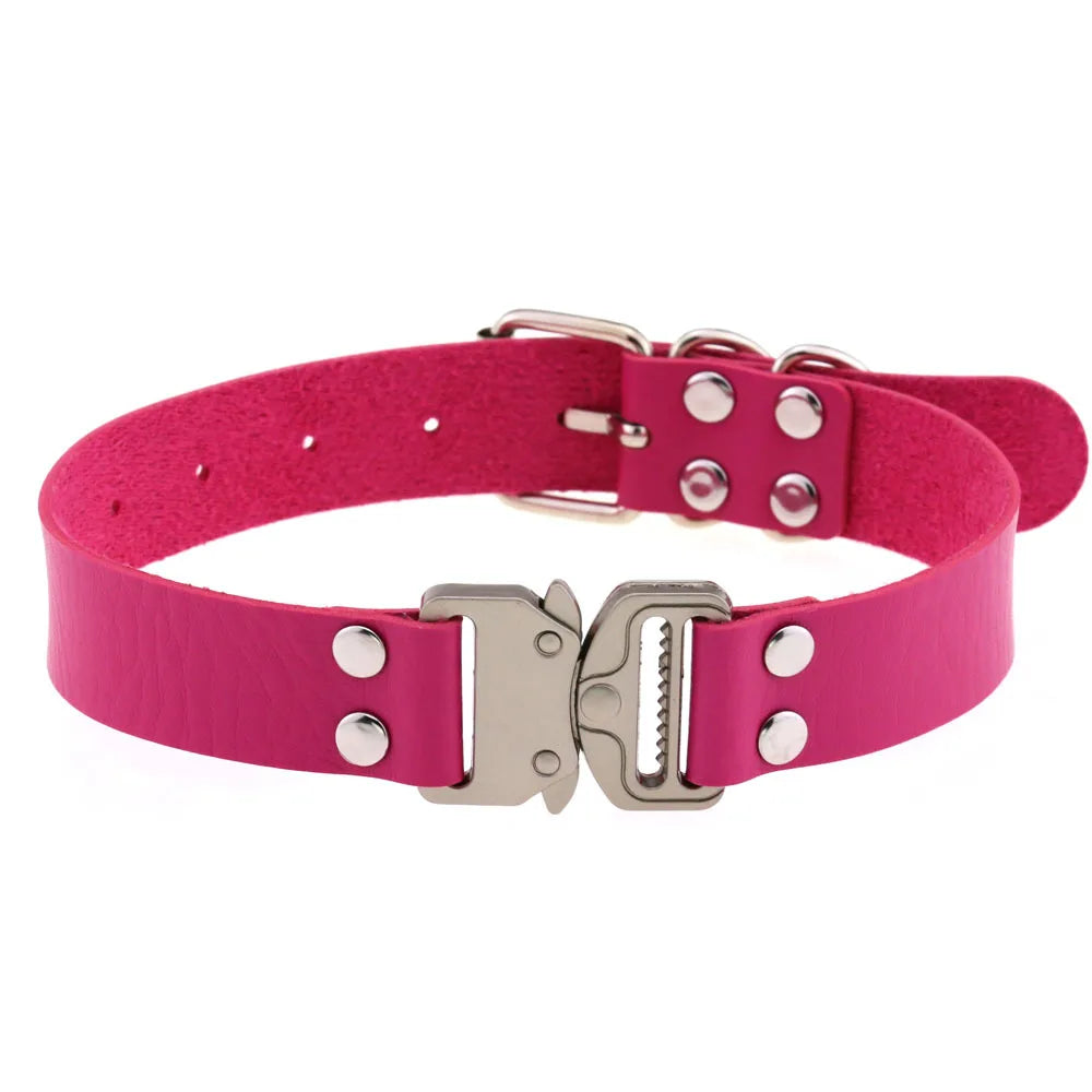Choker Buckle Necklace PU Leather Cosplay