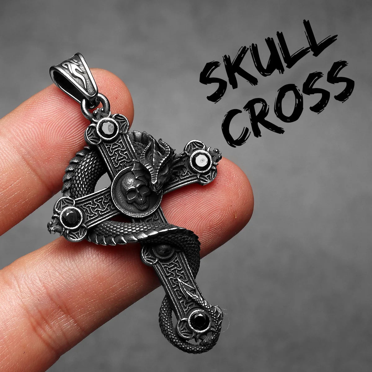 Necklace Dragon Cross Gemstone Pendant