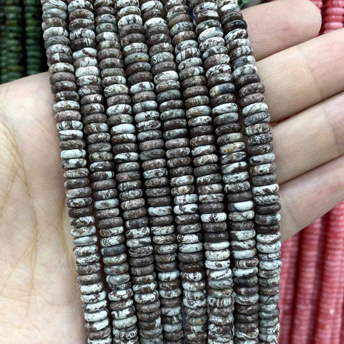 Natural Stone Bead Spacers Quartz Jasper Agate Flat Round