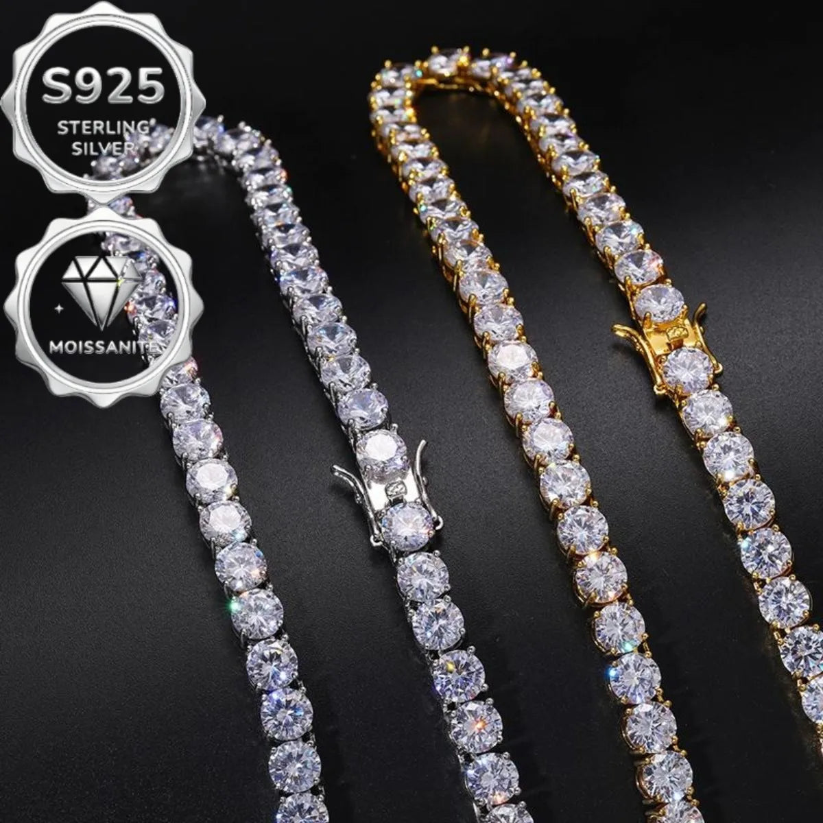 Moissanite Tennis Necklace 925 Sterling Silver Jewelry