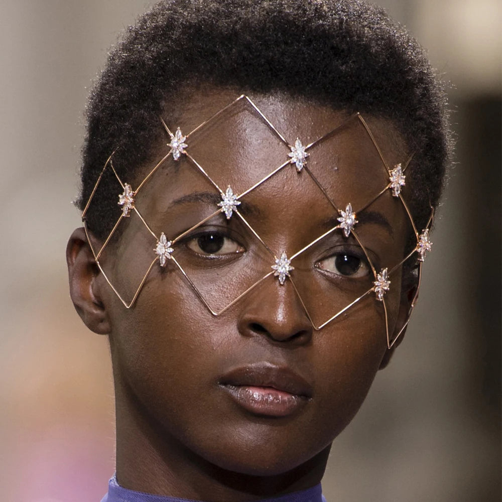 Cosplay Face Mask Veil Geometric Face Chain